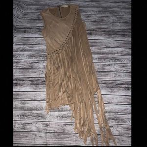 Tan brown fringe dress